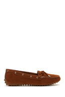 Women's Tan Suede Leather Loafer | Derimod