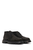 Male Black Lace-up Nubuck Leather Casual Boots | Derimod