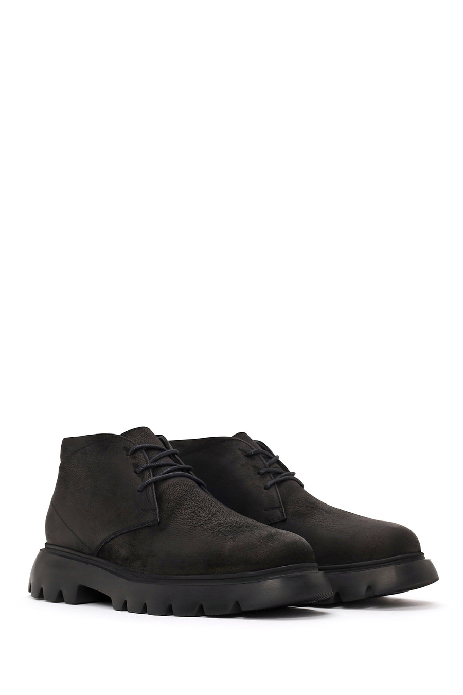 Male Black Lace-up Nubuck Leather Casual Boots