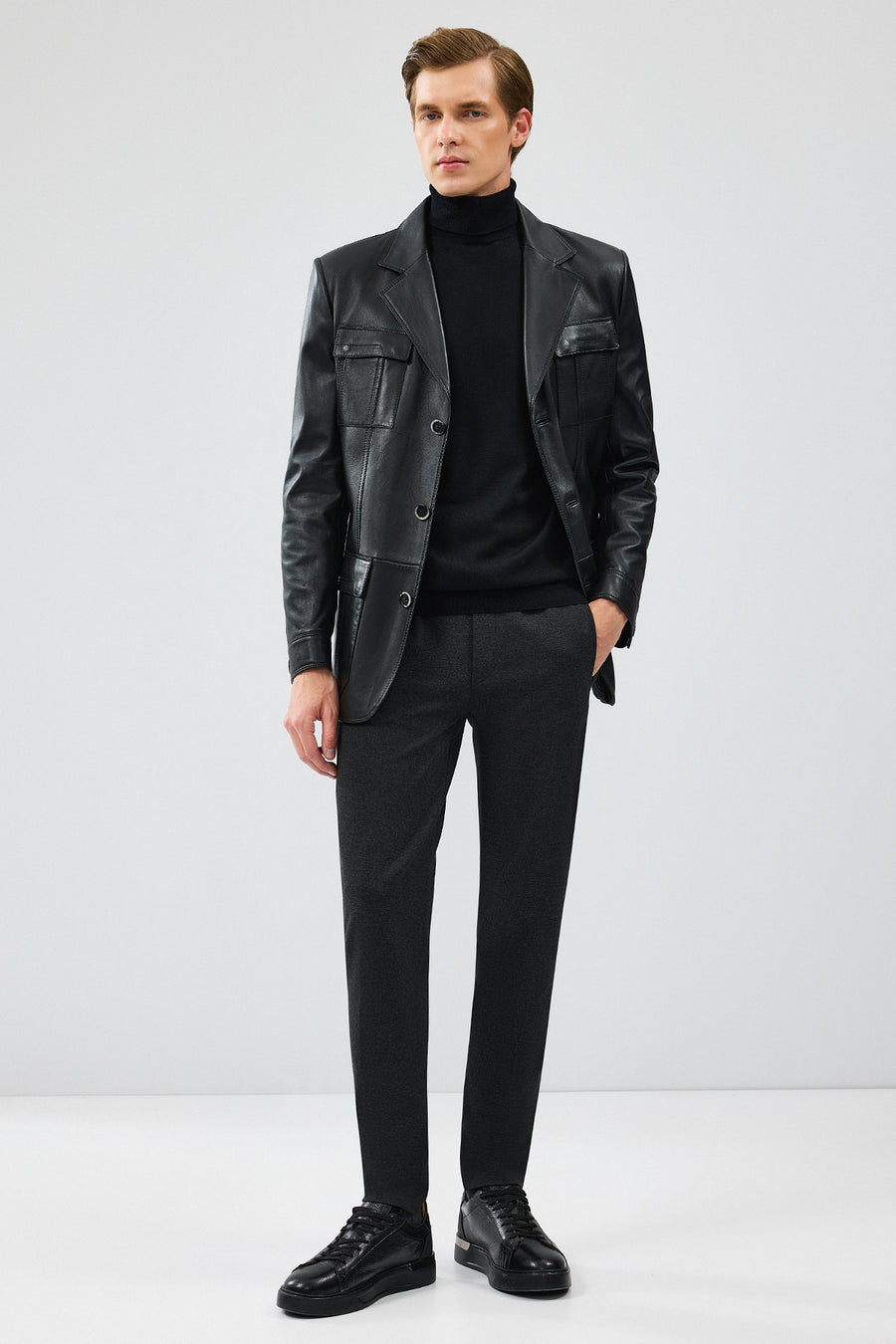 Kevin Men's Black Blazer Leather Jacket