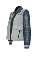 Fay Women's Gray Shirt Collar Suede Leather Jacket | Derimod