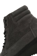 Men's Gray Thick Soled Laced Suede Leather Boots | Derimod