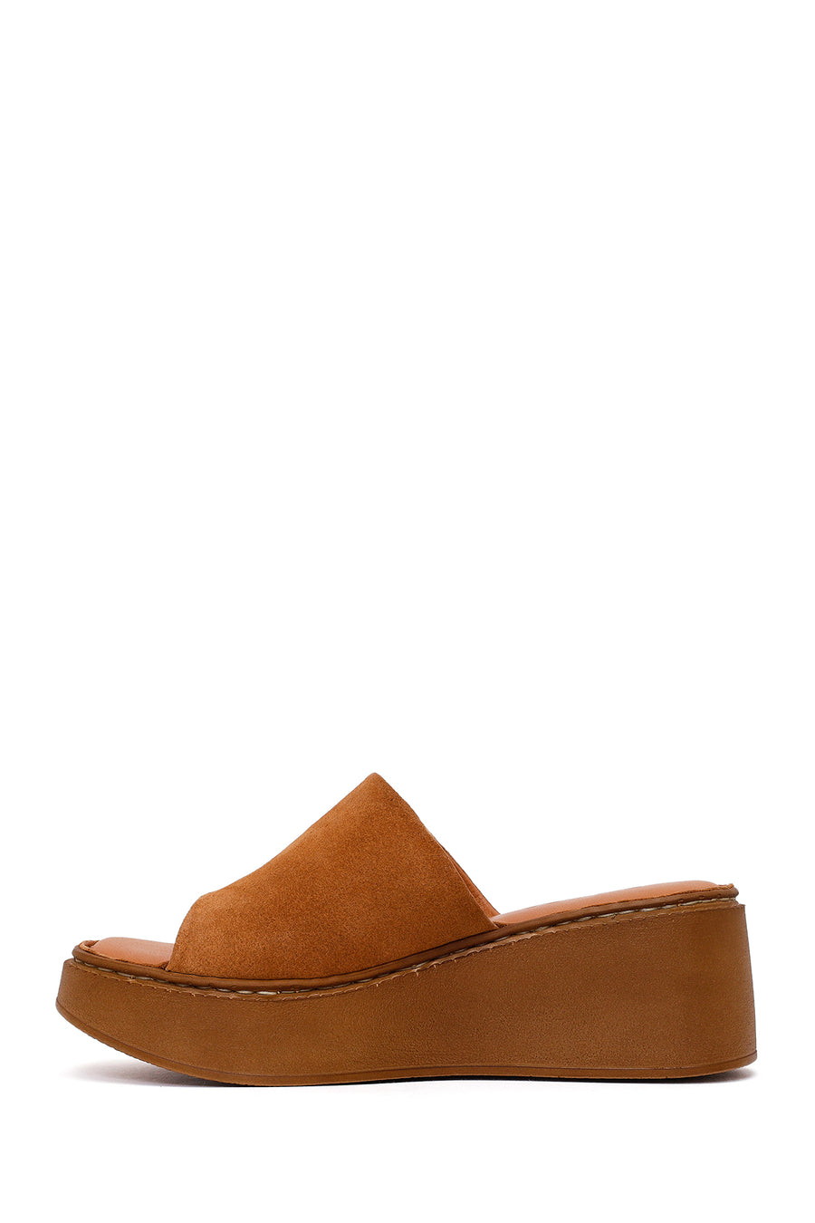 Woman Dark Dusty Pink Wedge Heel Suede Slipper