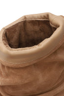 Woman Beige Chunky-Heel Suede Boots | Derimod