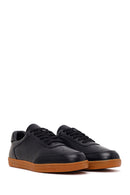 Erkek Siyah Bağcıklı Deri Sneaker | Derimod