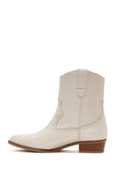 Women's Beige Leather Cowboy Boots | Derimod