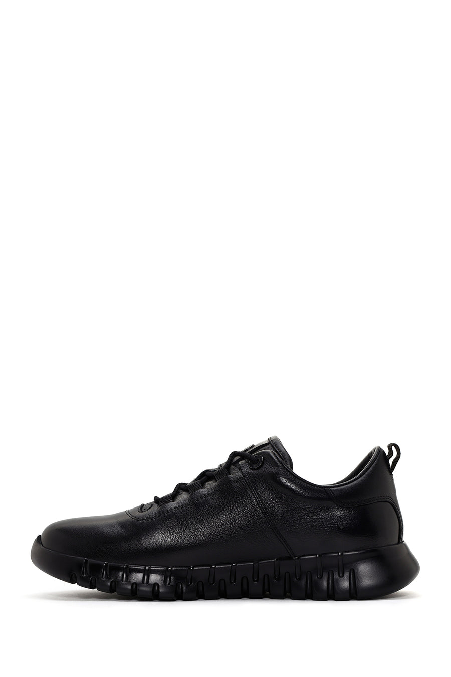 Men's Black Lace-up Leather Sneaker