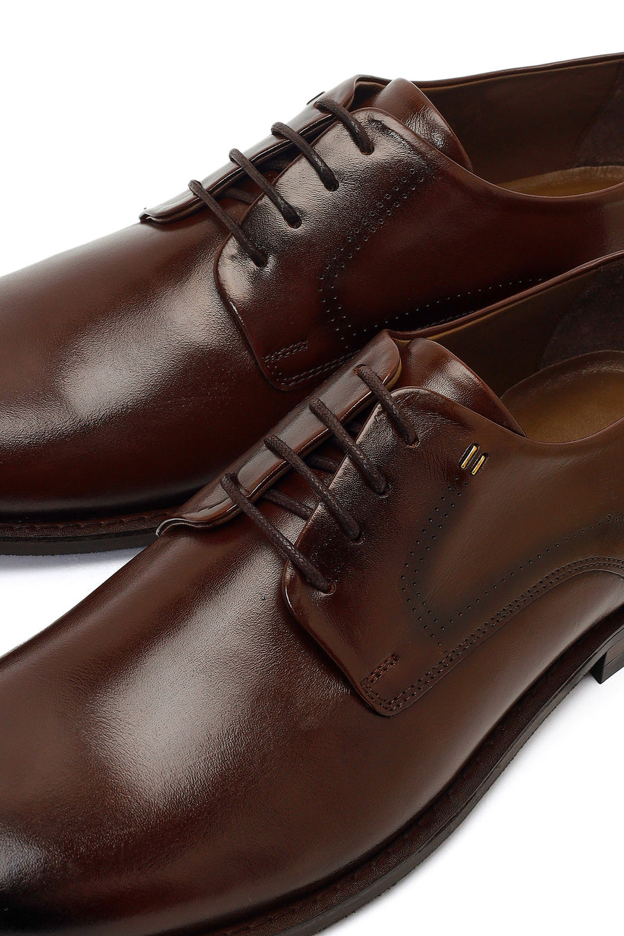 Derimod Black Male Brown Lace-Up Leather Classic Shoes