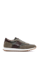 Men's Khaki Leather Suede Detailed Sneaker | Derimod