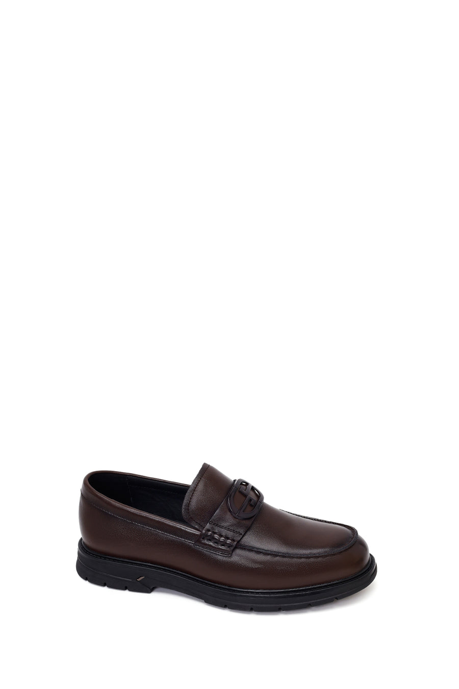 Erkek Kahverengi Tokalı Deri Casual Loafer