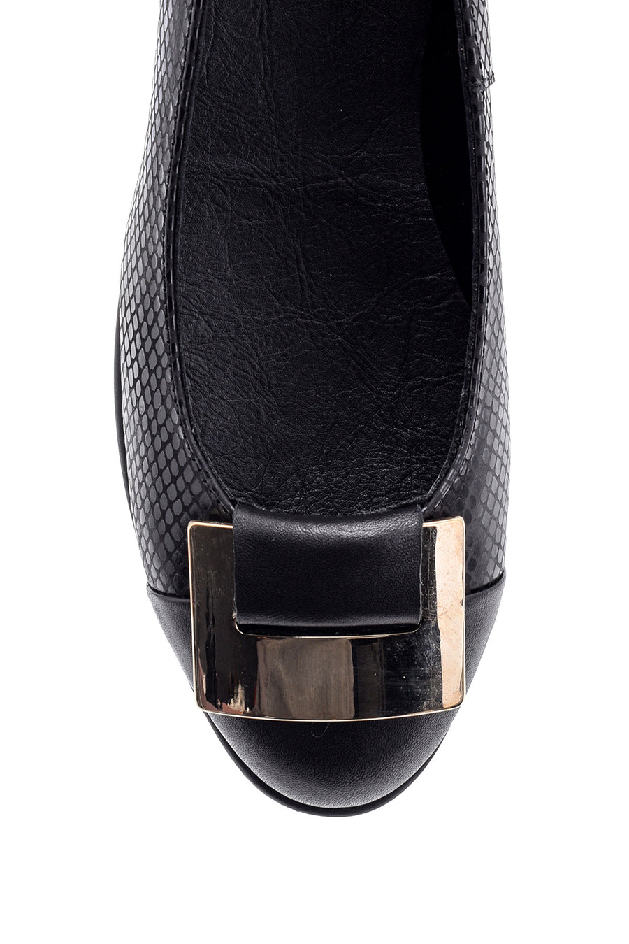 Women's Snakeskin Patterned Leather Ballerinas