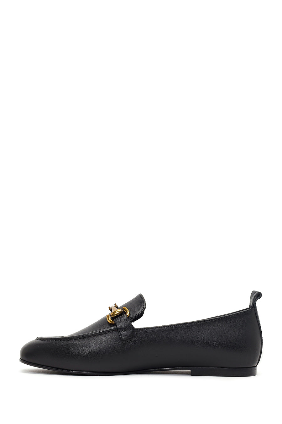 Women's Black Buckle Leather Loafer