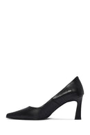 Women's Black Thin Heeled Leather Stiletto | Derimod