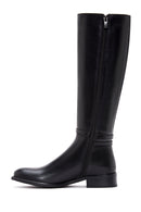 Women's Black Buckle Zippered Leather Boots | Derimod