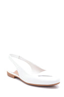 Women's White Leather Open-Back Ballerinas | Derimod