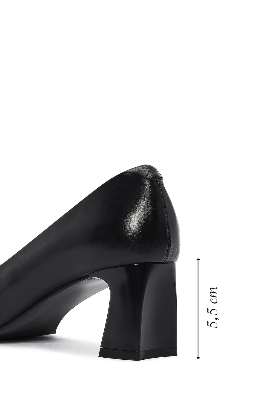 Women's Black Thick Low Heel Leather Stiletto