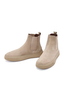 Men's Beige Nubuck Leather Chelsea Boots | Derimod