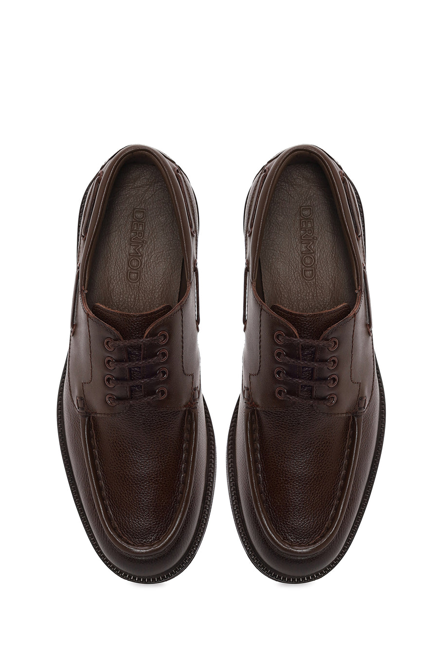 Male Brown Lace-up Thick-Soled Leather Casual Shoes