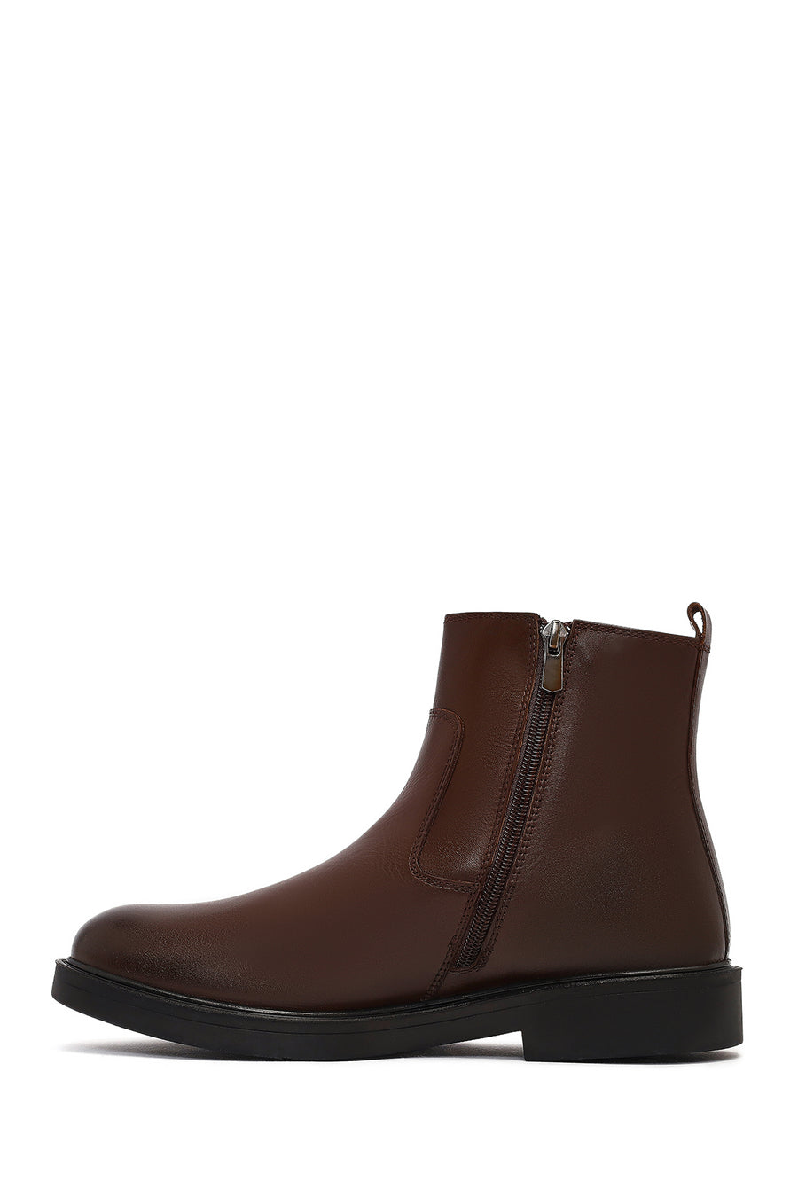 Men's Brown Zippered Leather Casual Boots