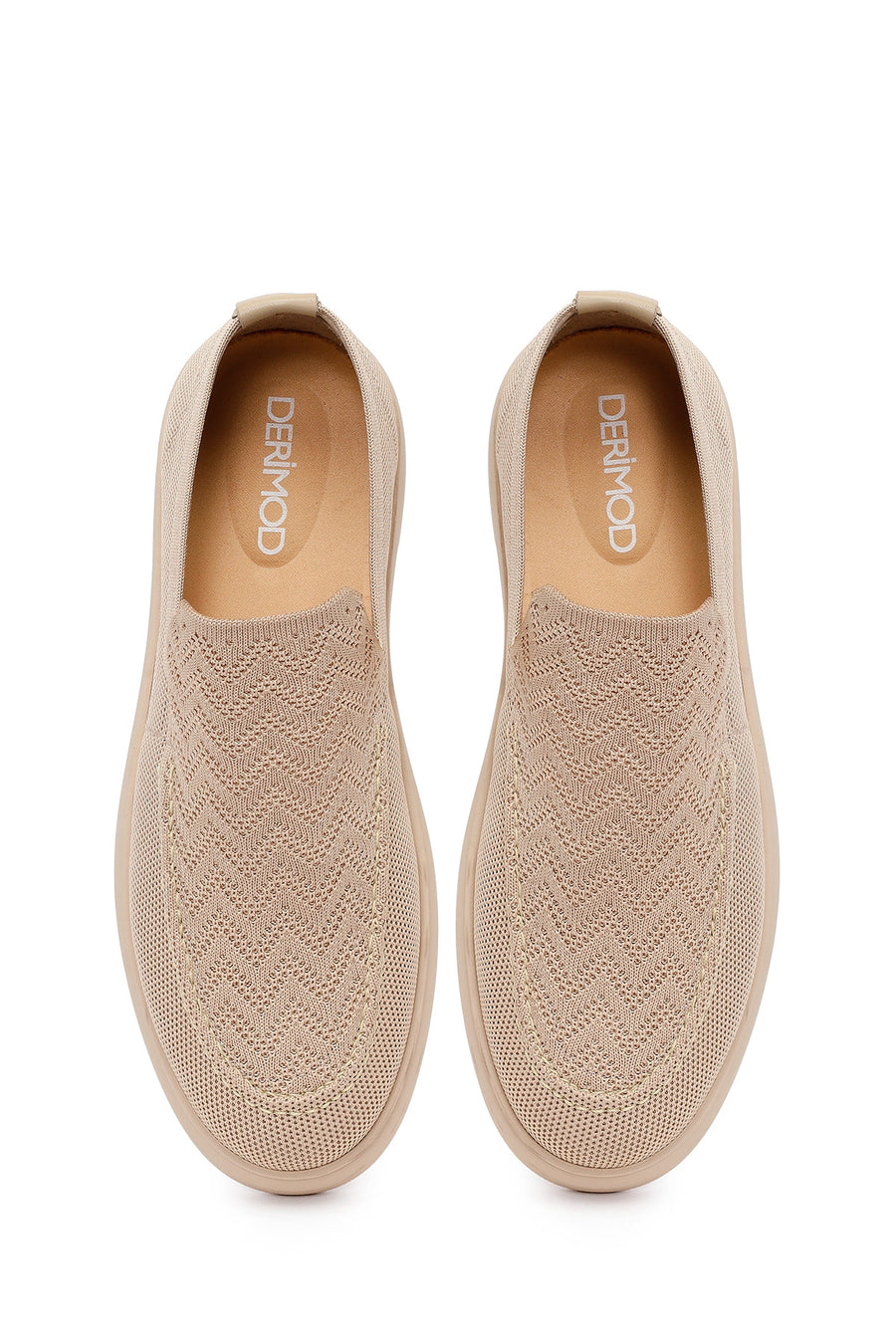 Male Beige Patterned Fabric Loafer