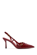 Women's Red Slingback Thin Heel Leather Shoes | Derimod