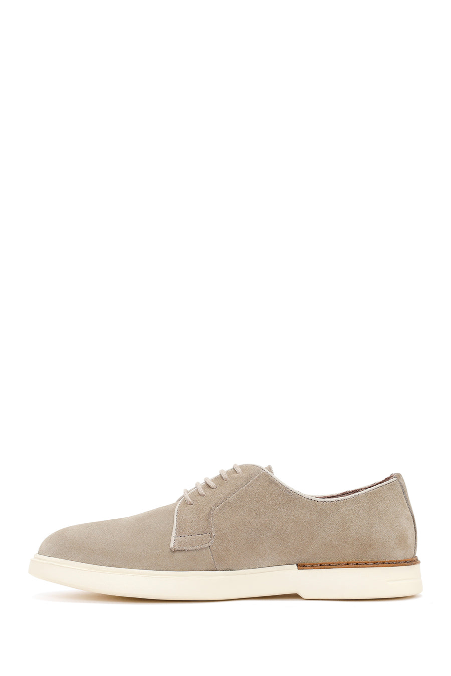 Men's Beige Lace-up Suede Leather Casual Shoes