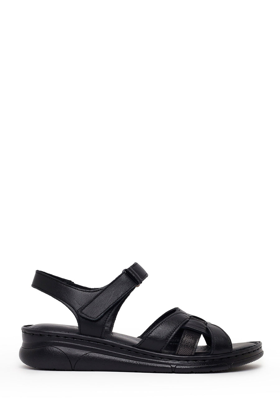 Woman Black Strappy Leather Comfort Sandal 26SFD322018 | Derimod