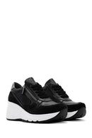Women's Black Leather Thick Soled Sneaker | Derimod
