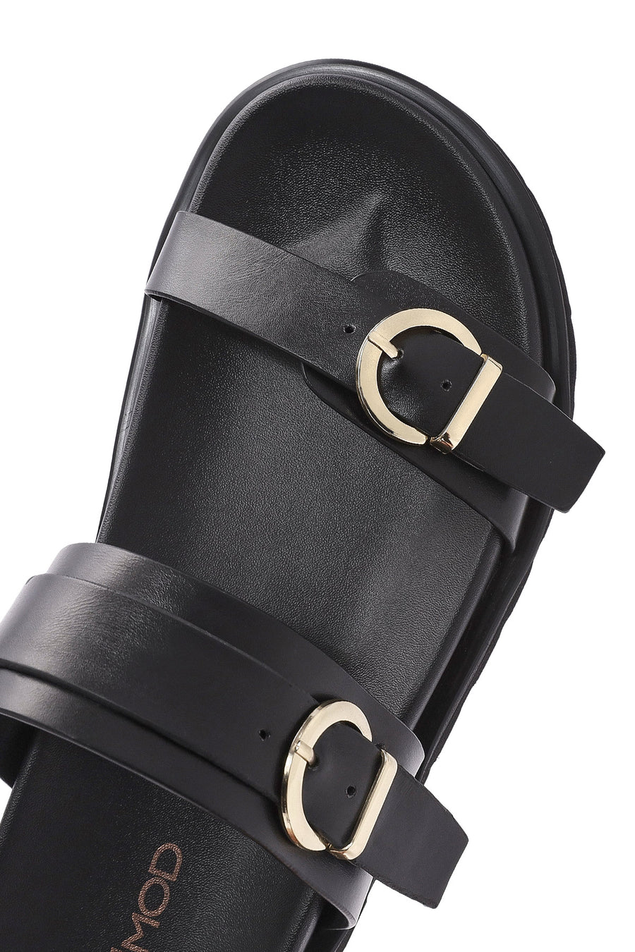 Women's Black Double Buckle Slippers