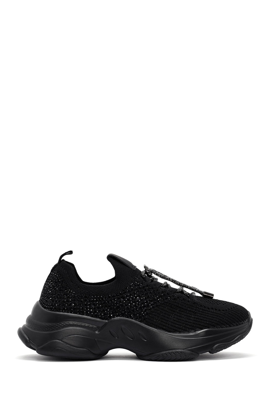 Derimod Zero Kadın Siyah Bağcıklı Taş Detaylı Kumaş Sneaker 24WFD43056F | Derimod