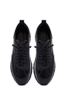 Erkek Siyah Bağcıklı Deri Casual Sneaker | Derimod