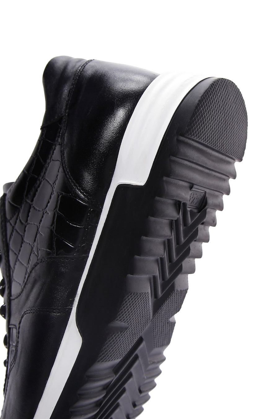 Erkek Siyah Bağcıklı Deri Sneaker