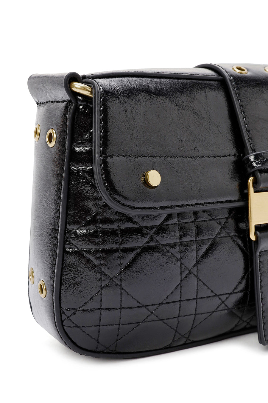 Women's Black Long Strap Buttoned Shoulder Bag