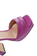 Women's Fuchsia Leather Platform Heeled Sandals | Derimod