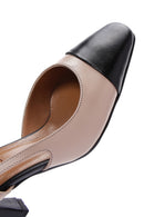 Women's Beige Leather Low Heeled Shoes | Derimod