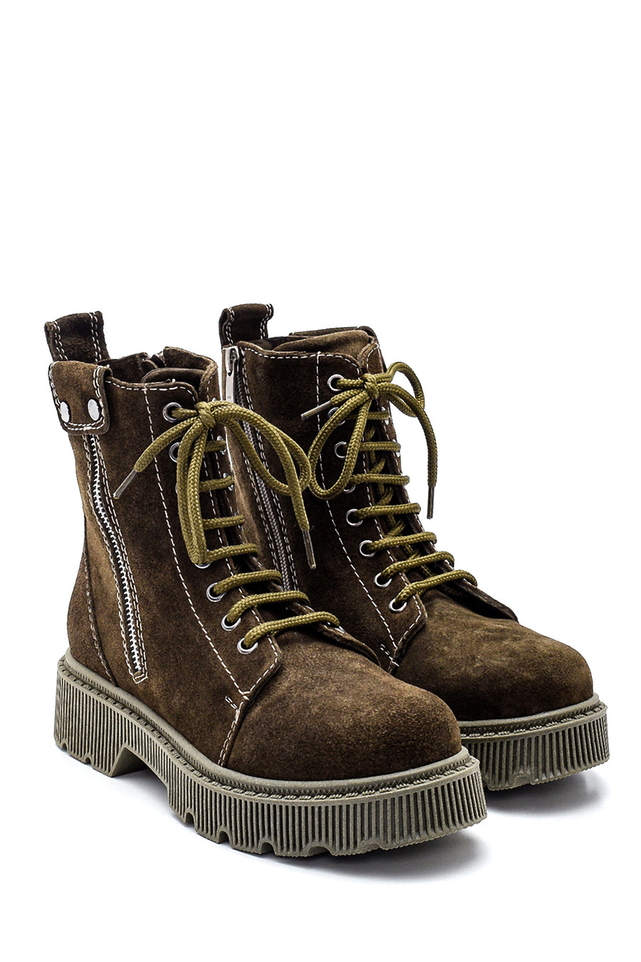 Women's Thick Soled Zippered Boots Suede Boots