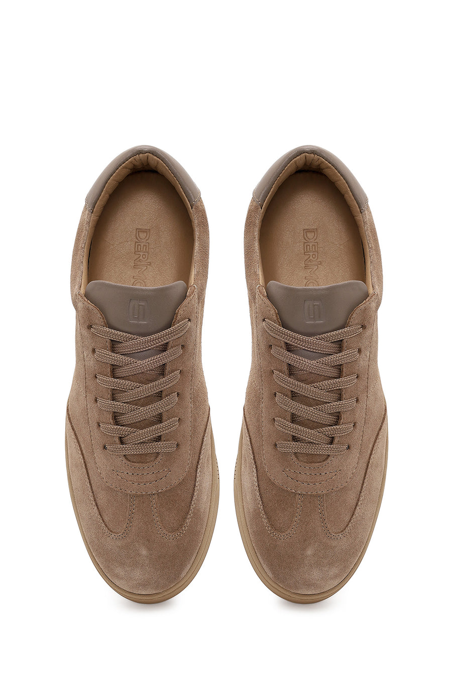 Erkek Bej Bağcıklı Süet Deri Sneaker