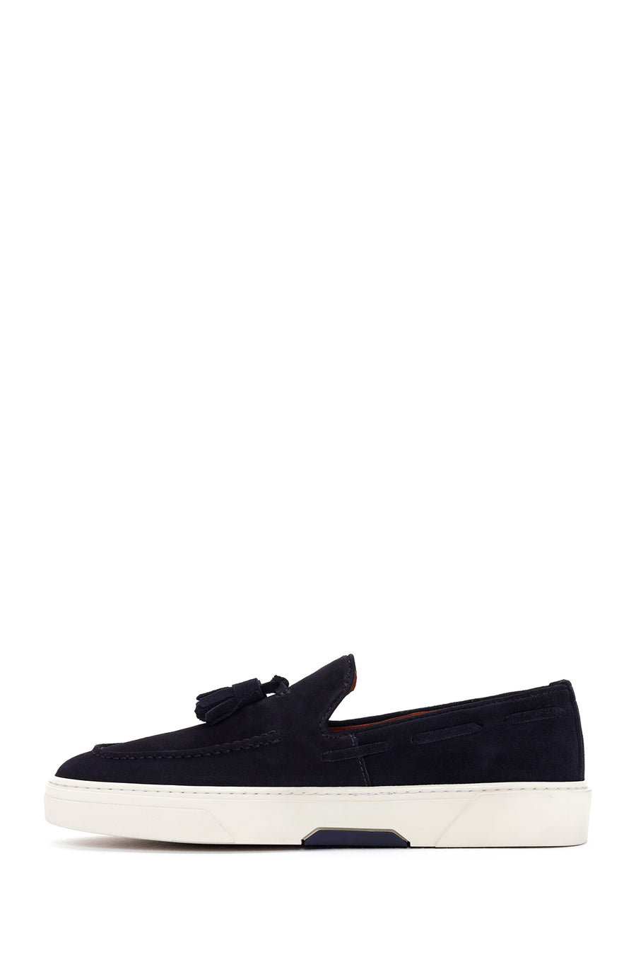 Men's Navy Blue Tasseled Chunky Sole Suede Leather Loafers