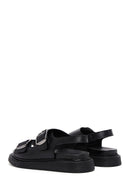 Women's Black Double Buckle Leather Comfort Sandals | Derimod