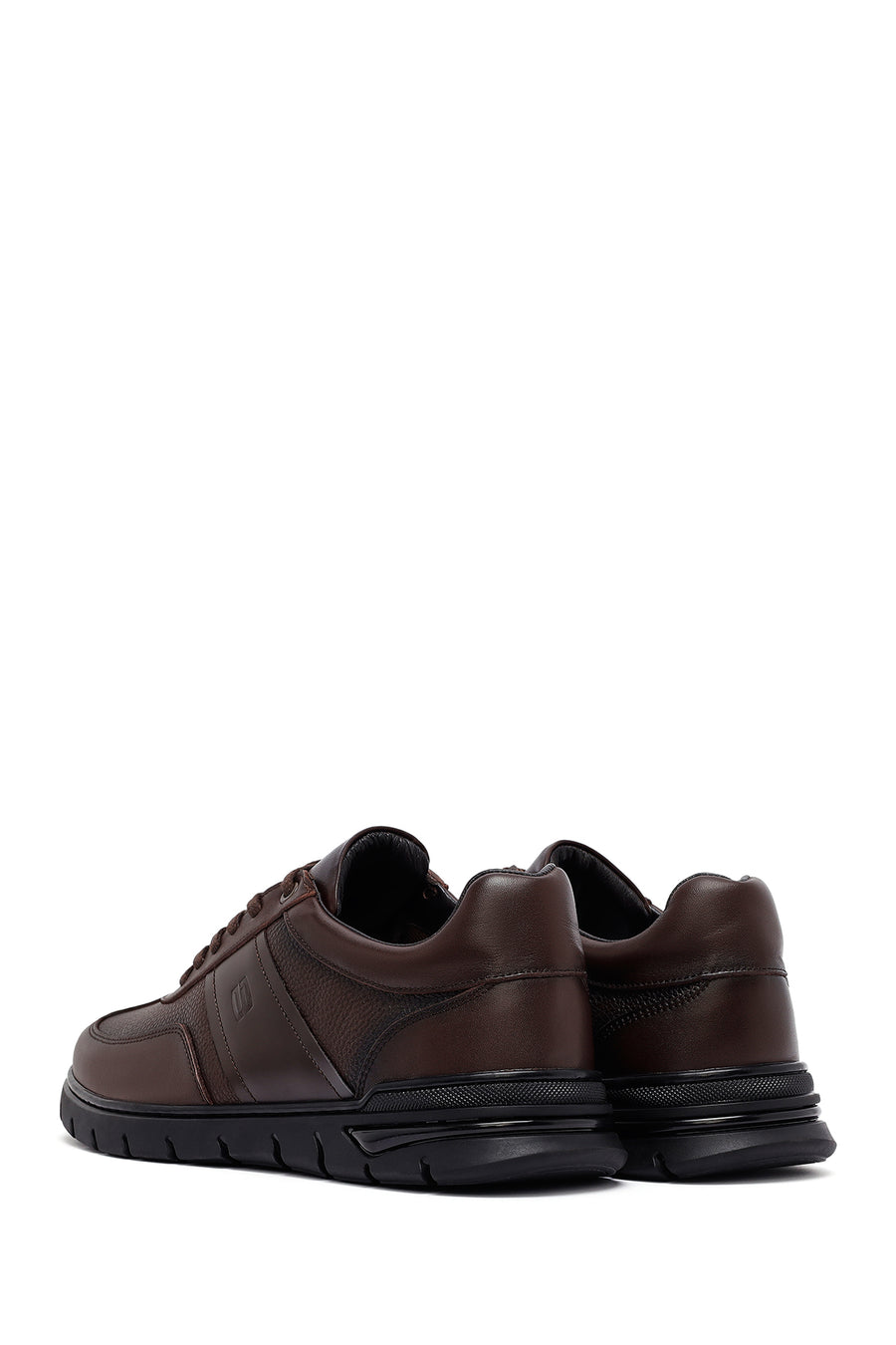 Erkek Kahverengi Bağcıklı Deri Casual Sneaker