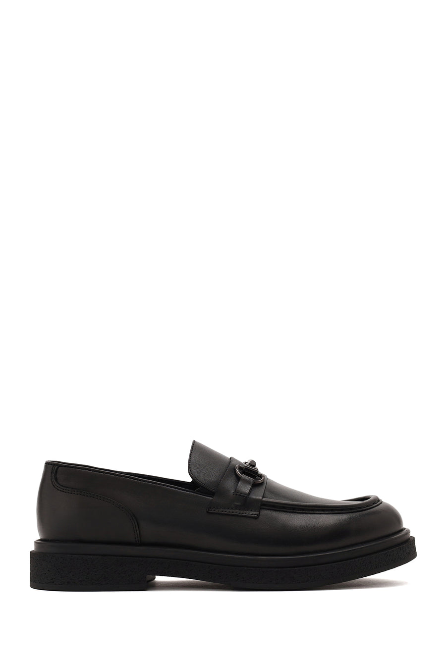 Male Black Buckled Leather Casual Loafer WM820009DV | Derimod