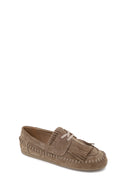 Woman Mink Tasselled Suede Loafer | Derimod