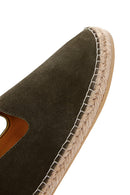 Men's Khaki Suede Leather Espadrille | Derimod