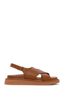 Women's Tan Strap Leather Sandals | Derimod