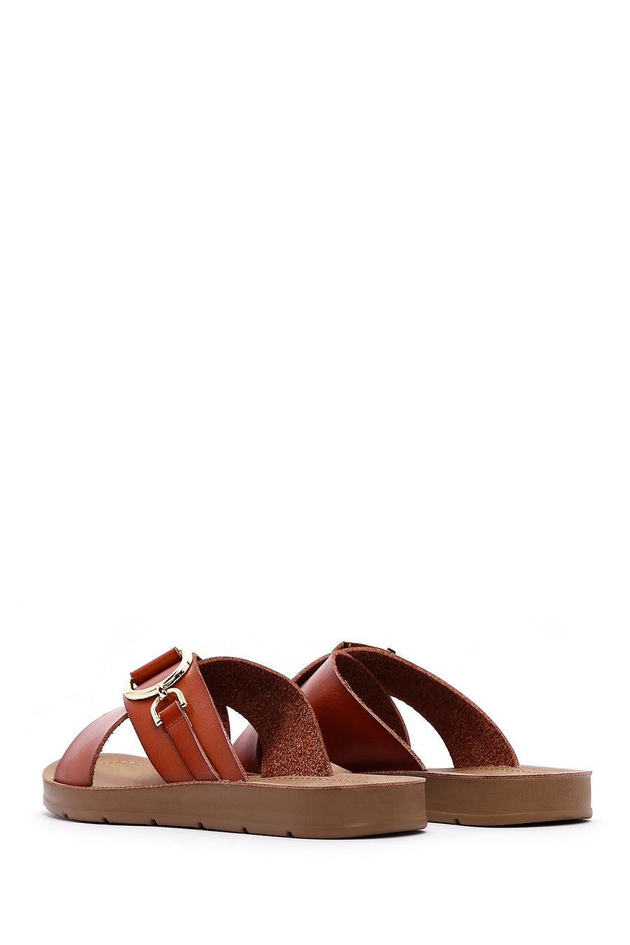 Women's Tan Flat Slippers