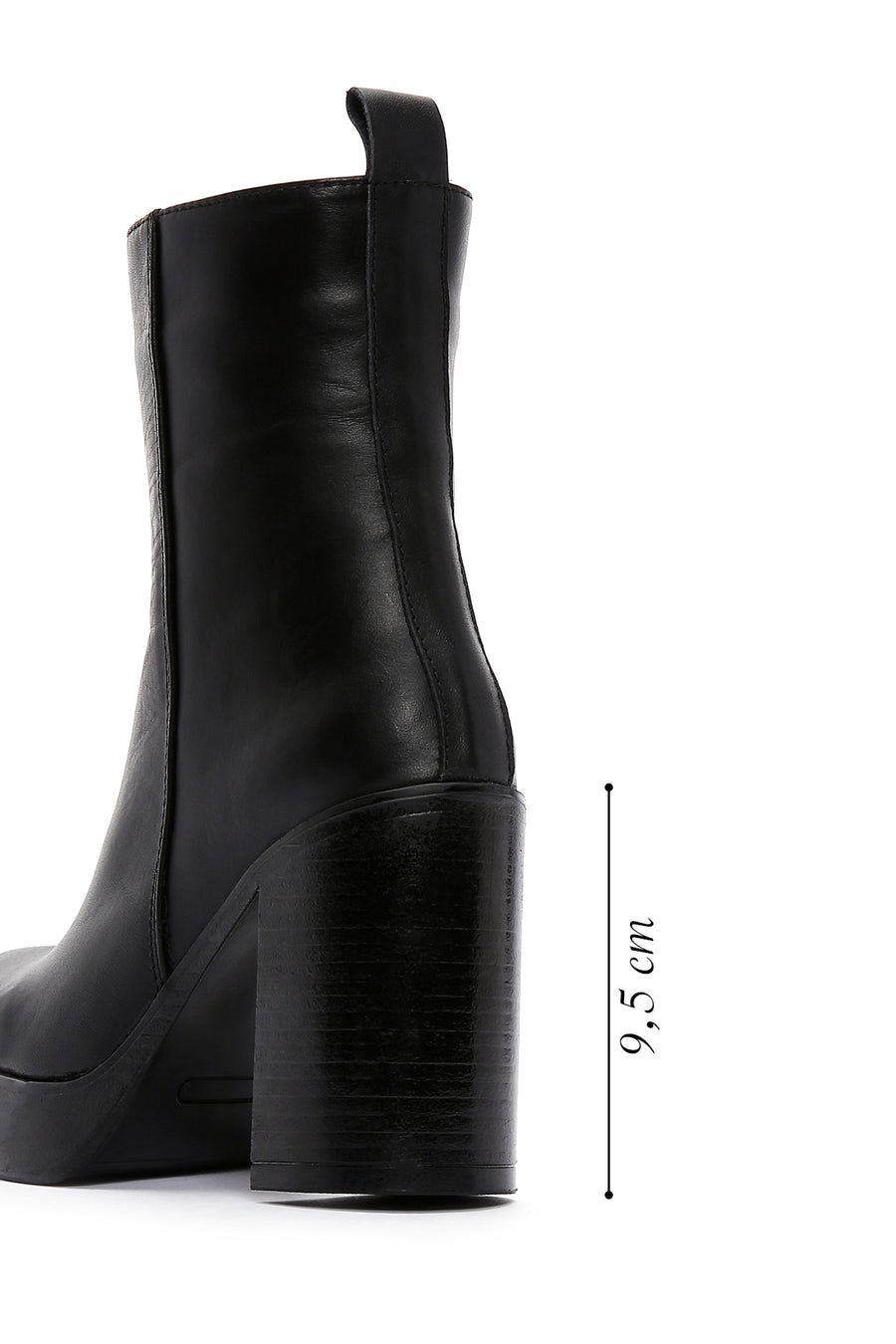 Women's Black Leather Platform High Heel Boots