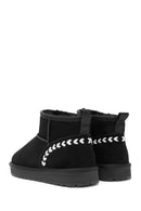 Women's Black Fur Detailed Suede Leather Boots | Derimod