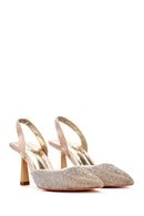 Women's Beige Open Back Thin Heeled Shoes | Derimod