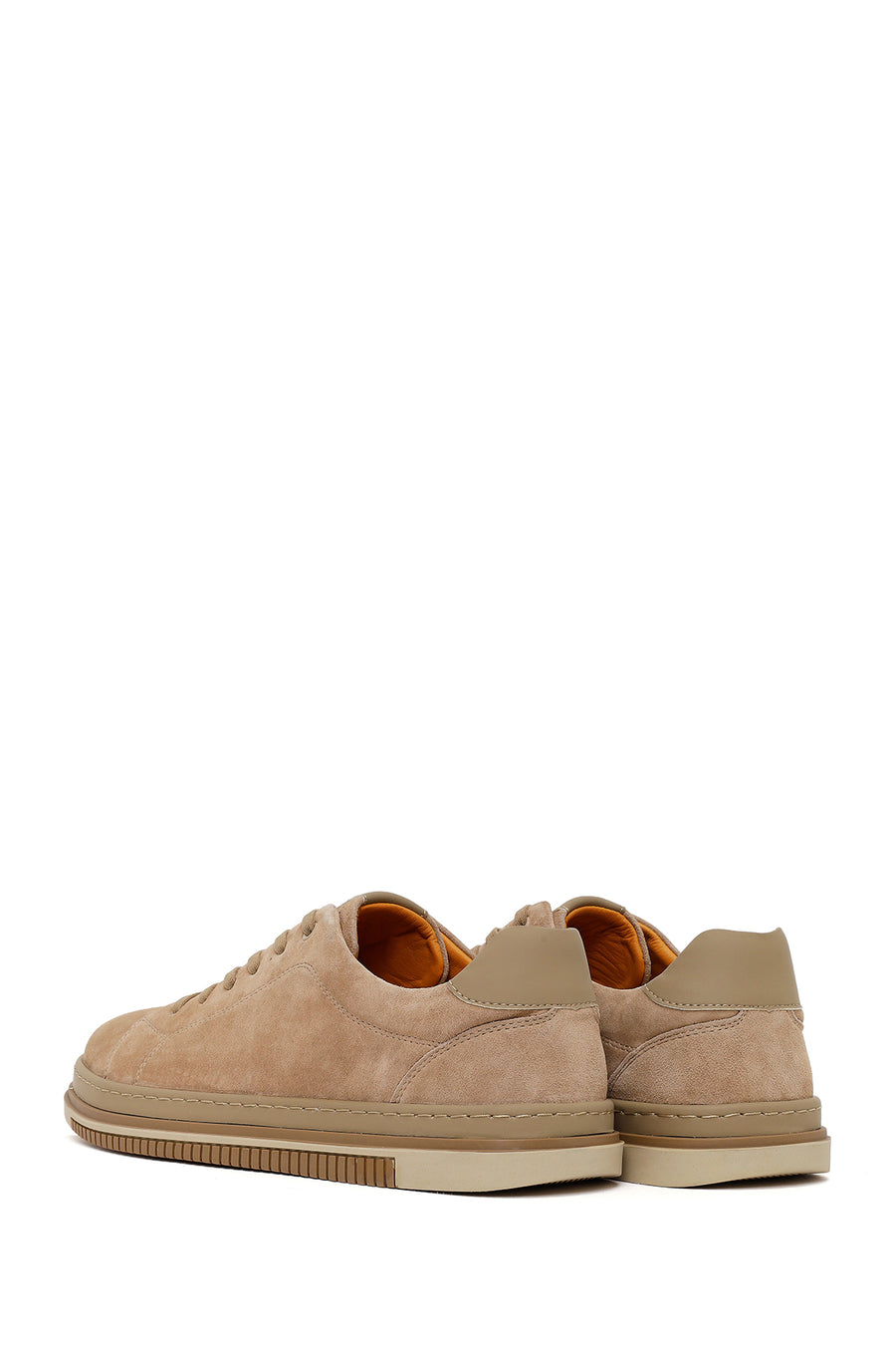 Male Beige Lace-Up Suede Leather Loafer