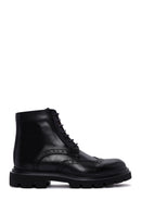 Men's Black Leather Zippered Boots | Derimod